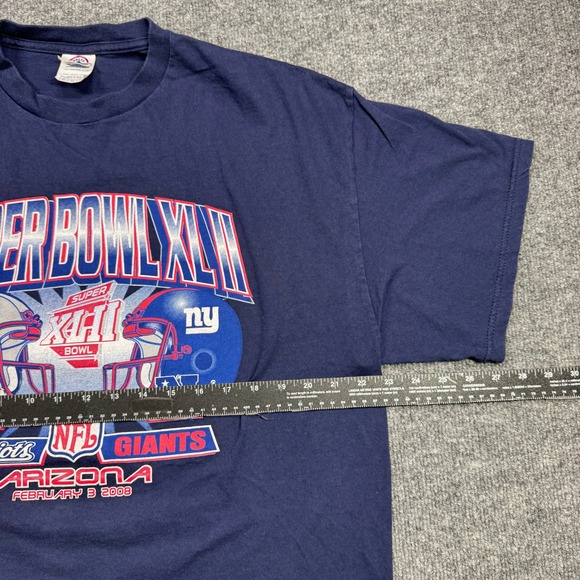 NFL Super Bowl XLII Delta Mens XL Navy Blue Patriots Giants Arizona 2008 Tee - Picture 6 of 6